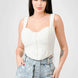 Crinkle Stretch Knit Sweetheart Hooked Bustier Cropped Top