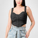 Crinkle Stretch Knit Sweetheart Hooked Bustier Cropped Top