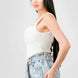 Crinkle Stretch Knit Sweetheart Hooked Bustier Cropped Top