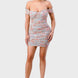 Floral Print Mesh Sweetheart Ruffled Off Shoulder Ruched Mini Dress