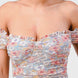 Floral Print Mesh Sweetheart Ruffled Off Shoulder Ruched Mini Dress