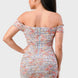 Floral Print Mesh Sweetheart Ruffled Off Shoulder Ruched Mini Dress