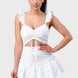 Sweetheart With Drawstring Bow Cutout Ruffled Flutter Sleeves Mini Dress