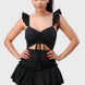 Sweetheart With Drawstring Bow Cutout Ruffled Flutter Sleeves Mini Dress