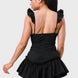 Sweetheart With Drawstring Bow Cutout Ruffled Flutter Sleeves Mini Dress
