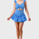 Sweetheart With Drawstring Bow Cutout Ruffled Flutter Sleeves Mini Dress