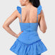 Sweetheart With Drawstring Bow Cutout Ruffled Flutter Sleeves Mini Dress