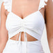 Sweetheart With Drawstring Bow Cutout Ruffled Flutter Sleeves Mini Dress