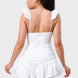 Sweetheart With Drawstring Bow Cutout Ruffled Flutter Sleeves Mini Dress