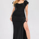 Plus Satin Strech Ruffle Paty Maxi Dress