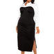 Collared Shirt Bodycon Midi Dress With Side Slit