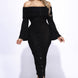 Ruffled Fabric Off Shoulder Midi Dress With Flared Sleeve