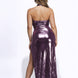 Foil Surplice Halter Top And Opened Maxi Skirt