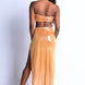 Foil Surplice Halter Top And Opened Maxi Skirt