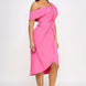 Off Shoulder Twist Front Midi Dress With Tulip Skirt