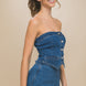 Denim Strapless Button-up Crop Top