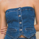 Denim Strapless Button-up Crop Top