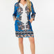Multi Colored Collar Neck 3/4 Sleeve Dress