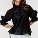 Button-down Collar Neck Embroidered Top