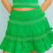 Waist Smocking Ruffle And Shirring Mini Skirt