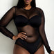 Plus Size Sexy Sheer Mesh Long Sleeve Bodysuit
