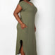 Plus Size Hidden Pocket Batwing Sleeve V Neck Long Dress