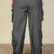 Plus Size Flap Pockets Drawstring Ruched Parachute Pants