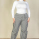Plus Size Flap Pockets Drawstring Ruched Parachute Pants