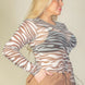 Plus Size Zebra Print Sexy Sheer Mesh Bodysuit