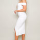 Off Shoulder Techno Crepe Midi Dress