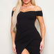 Off Shoulder Techno Crepe Midi Dress