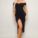 Off Shoulder Techno Crepe Midi Dress