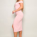 Off Shoulder Techno Crepe Midi Dress
