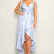 Spaghetti Strap Deep V Ruffled Wrap Midi Dress