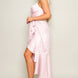 Spaghetti Strap Deep V Ruffled Wrap Midi Dress