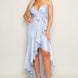 Spaghetti Strap Deep V Ruffled Wrap Midi Dress
