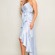 Spaghetti Strap Deep V Ruffled Wrap Midi Dress