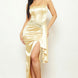 Satin Tubetop Pleated Fold Maxi Dress