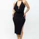 Tie Halter Drape Neck Midi Dress