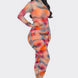 Summer Heat Print Mesh Ruched Midi Dress