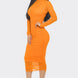 Solid Mesh Ruched Midi Dress