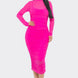Solid Mesh Ruched Midi Dress