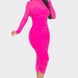 Solid Mesh Ruched Midi Dress