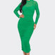 Solid Mesh Ruched Midi Dress
