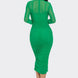 Solid Mesh Ruched Midi Dress