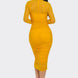 Solid Mesh Ruched Midi Dress