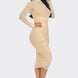Solid Mesh Ruched Midi Dress