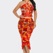Tropical Waters Print Mesh Ruffle Halter Skirt Set