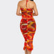 Tropical Waters Print Mesh Ruffle Halter Skirt Set