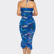 Tropical Waters Print Mesh Ruffle Halter Skirt Set